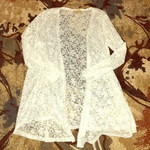 White lacy long sleeve cardigan